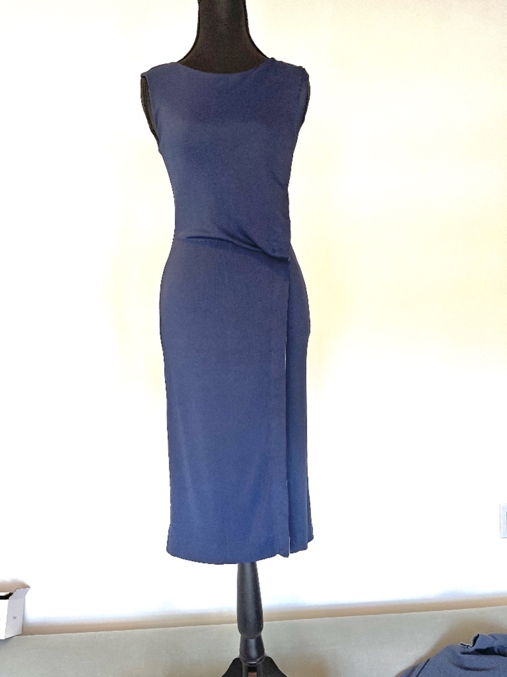 Alberta Ferretti Sz 4 Blue Stretch (Tight!) Dress with Striped Detail